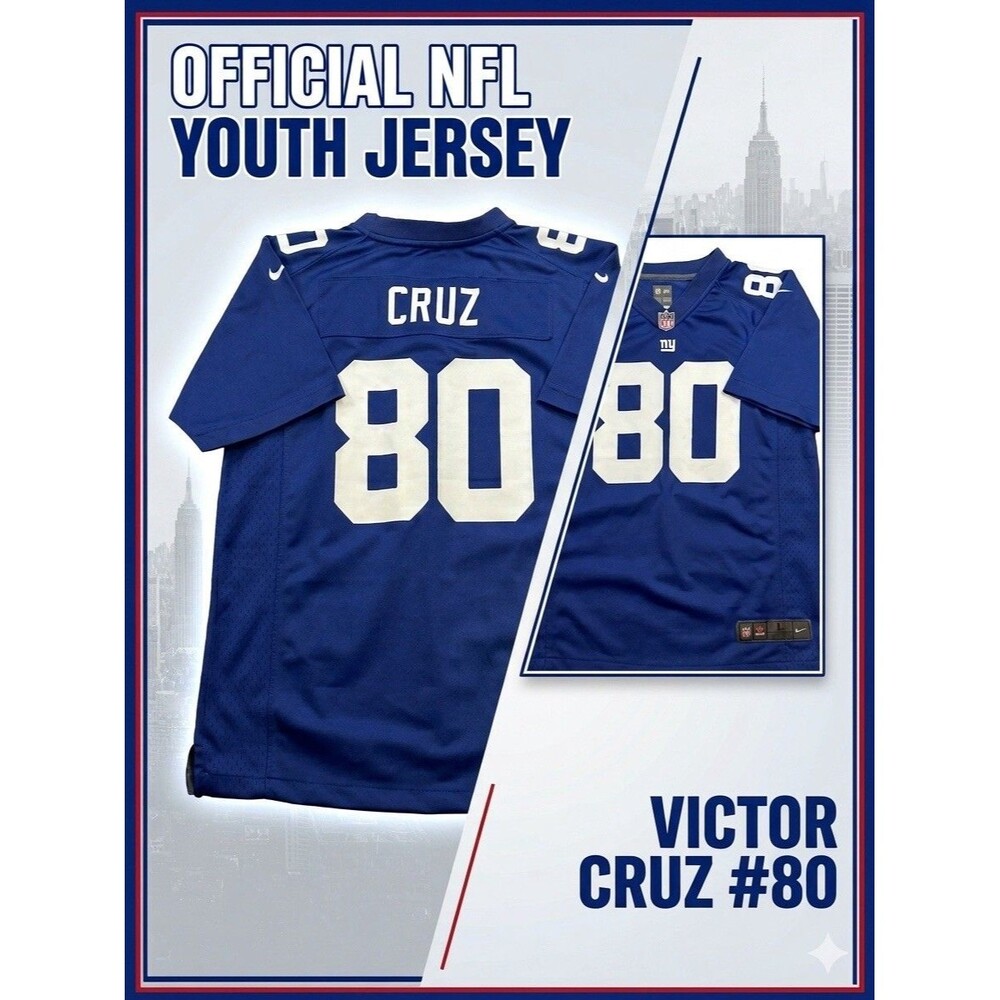 Nike New York Giants Victor Cruz 80 Jersey Youth Large L 14/16 Blue NFL Football